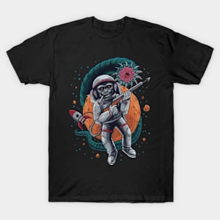 Simian Sentinel: The Battle of the brave monkey in the Void T-Shirt